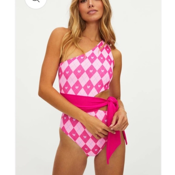 Beach Riot Pink Argyle One Piece Swimsuit - Picture 2 of 10